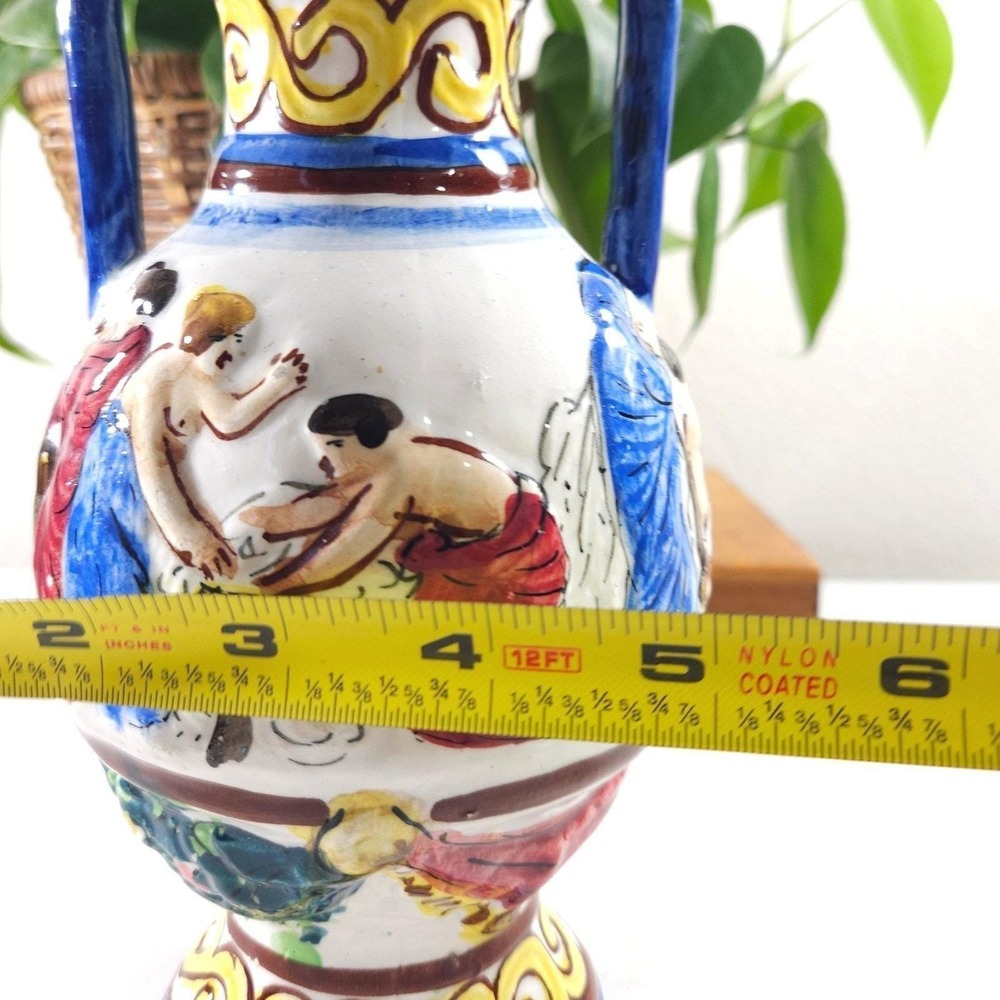 Vtg Italian Hand Painted Ceramic Amphora Vase Greco-Roman Scene Made in Italy - Picture 7 of 10